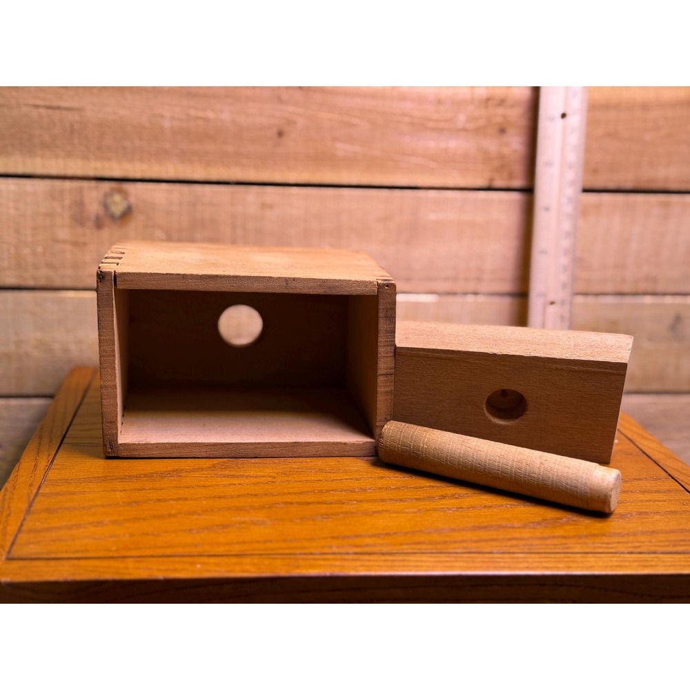 Vintage Wooden Box Butter Mold Press with Plunger Primitive Farmhouse